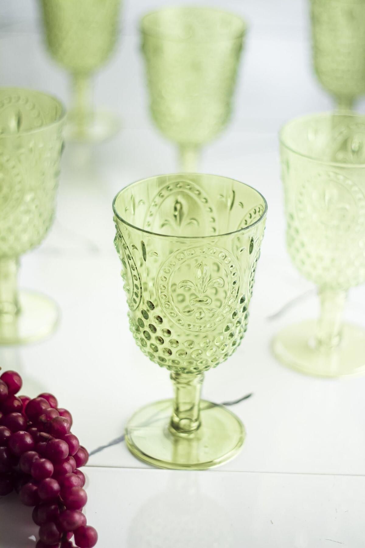 Shop58 Akrilik Yeşil Tekli Kadeh & Su Meşrubat Kahve Yanı Bardağı 450 ml ( Cam Değildir )