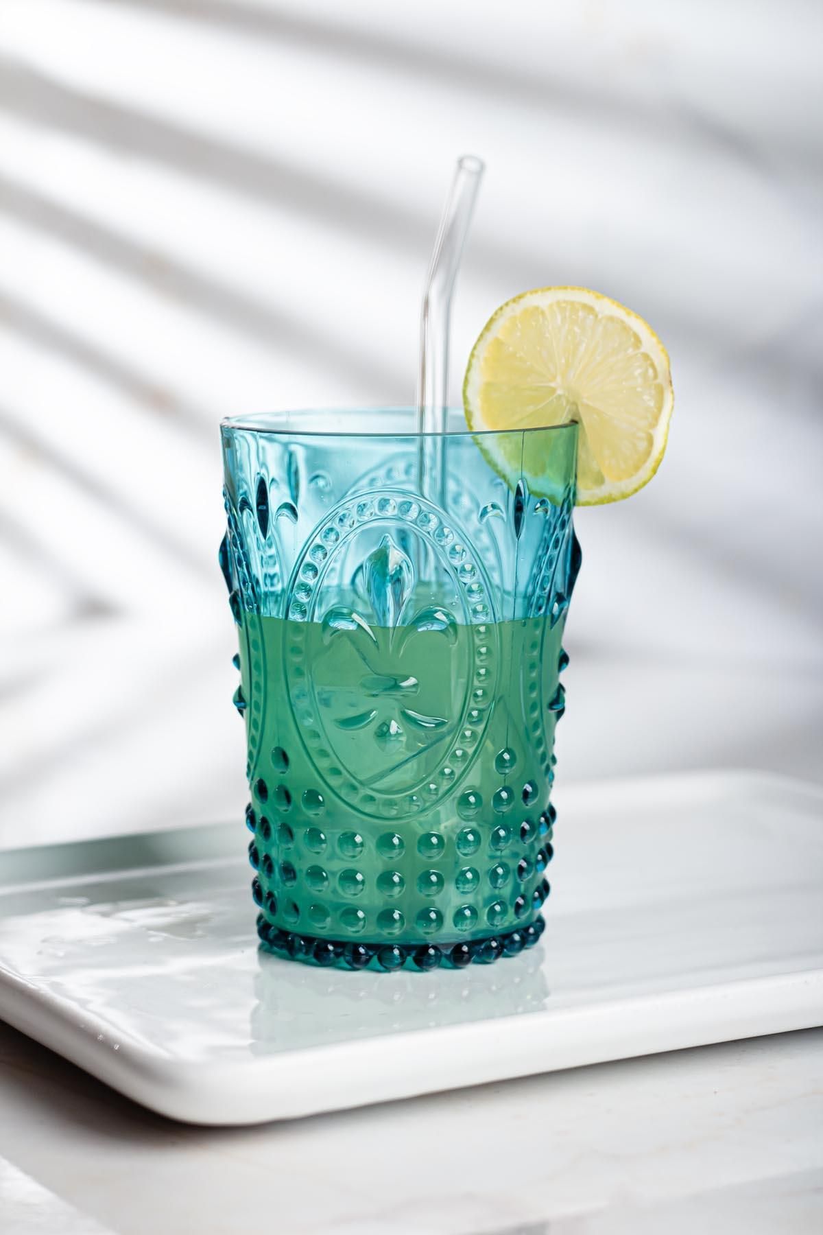 Shop58 Akrilik Aquamarin Tekli Kısa Bardak & Su Meşrubat Kahve Yanı Bardağı 400 ml ( Cam Değildir )