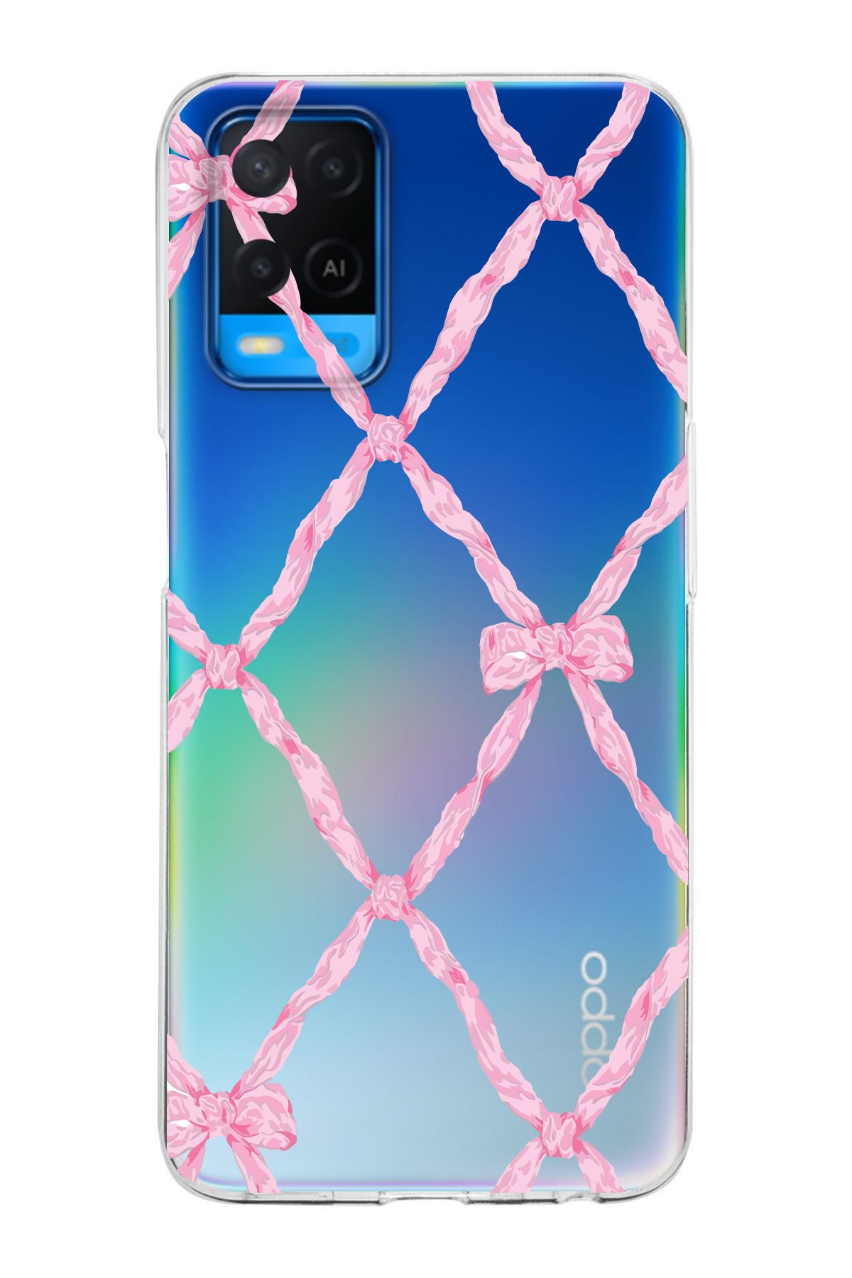 moonset Oppo A54 Uyumlu Fiyonk Tasarımlı Baskılı Şeffaf Telefon Kılıfı