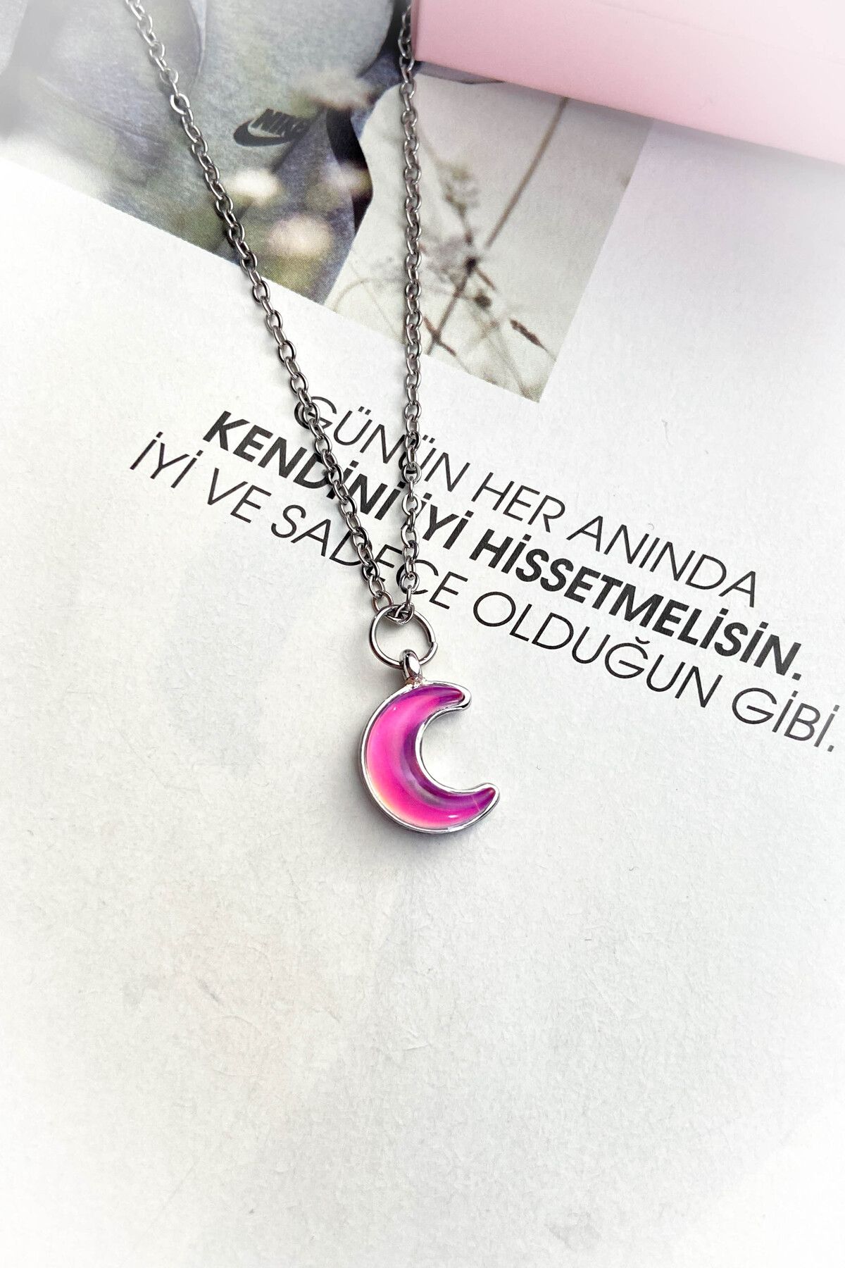roshel Çelik Gümüş Renk Bombeli İnce Zincir Çelik Kolye