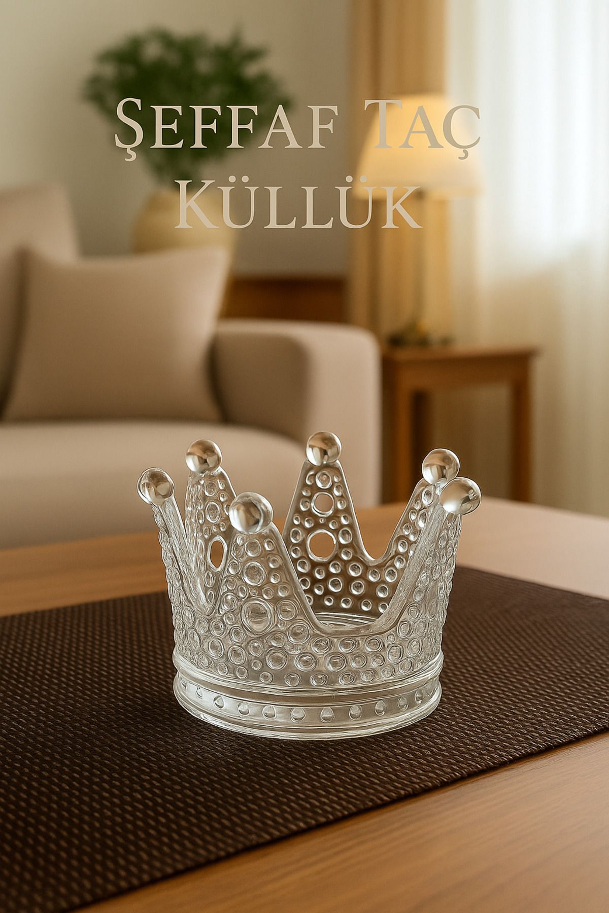 TOYFEST Taç Form Cam Küllük / Mumluk / Fırça Kabı