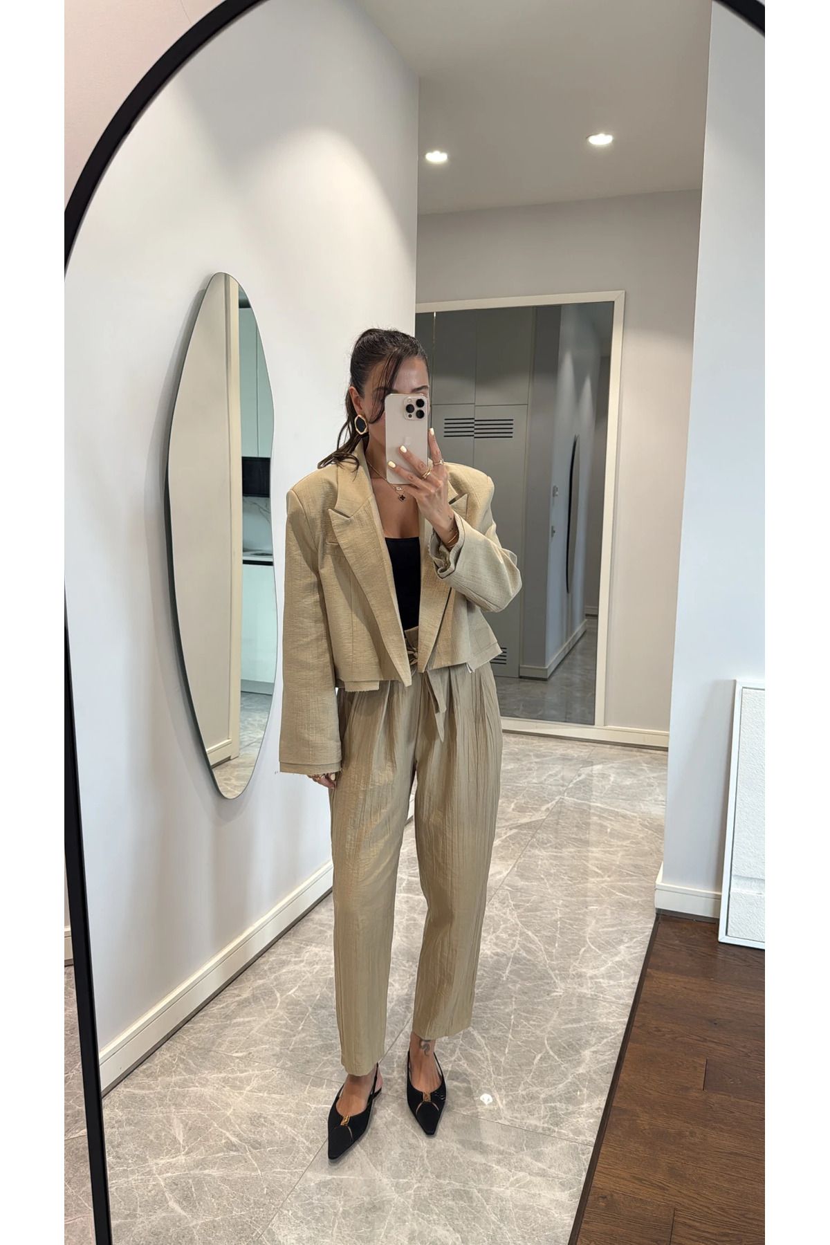 Lady Pixie Bağlama Detaylı Kısa Ceket Pantolon Takım