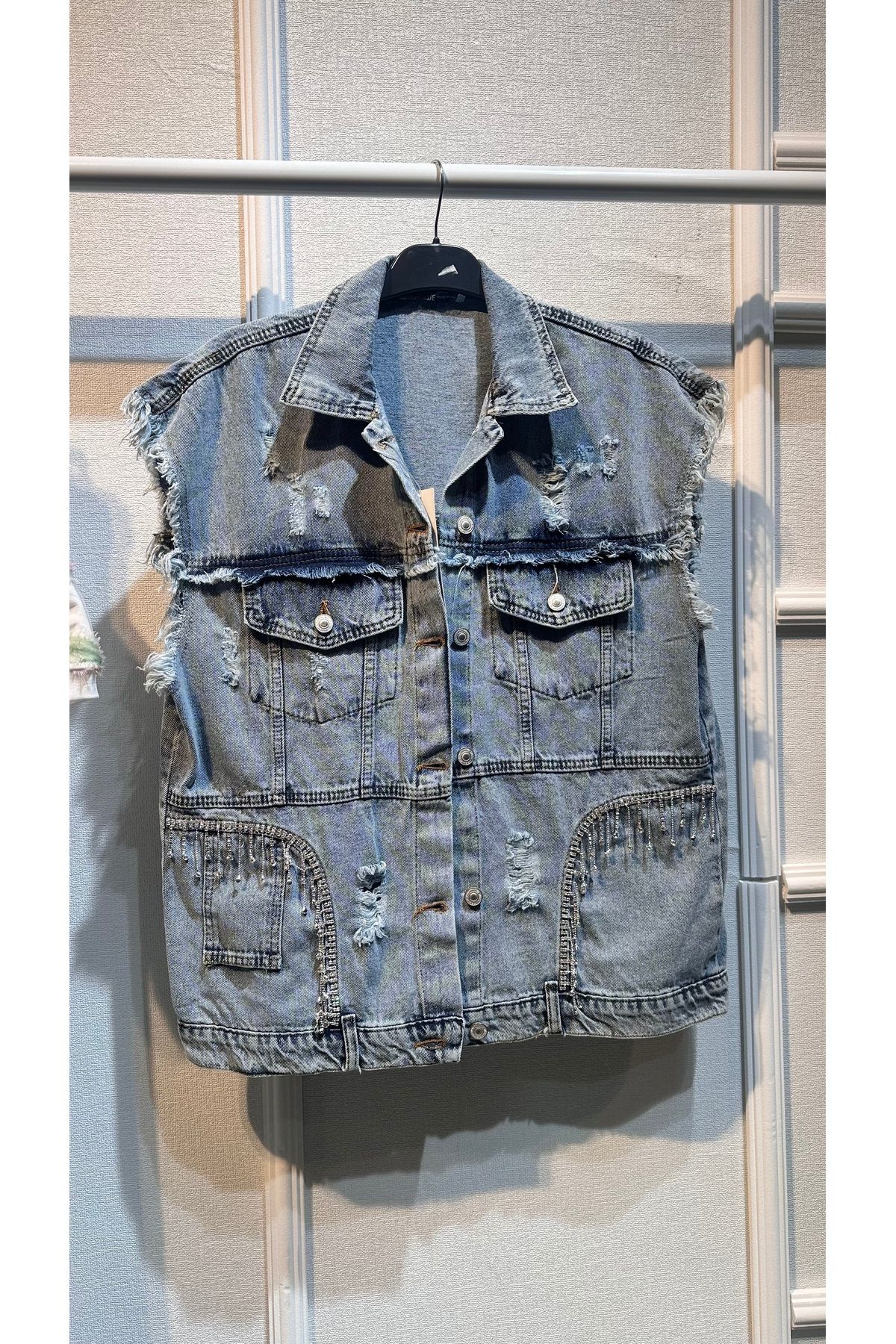 butiksosyete38 Taşlı Kot Ceket