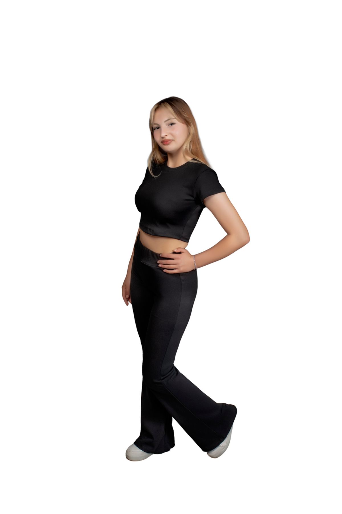 MODA Holisavra İspanyol Paça Alt Üst Tayt Crop Takım