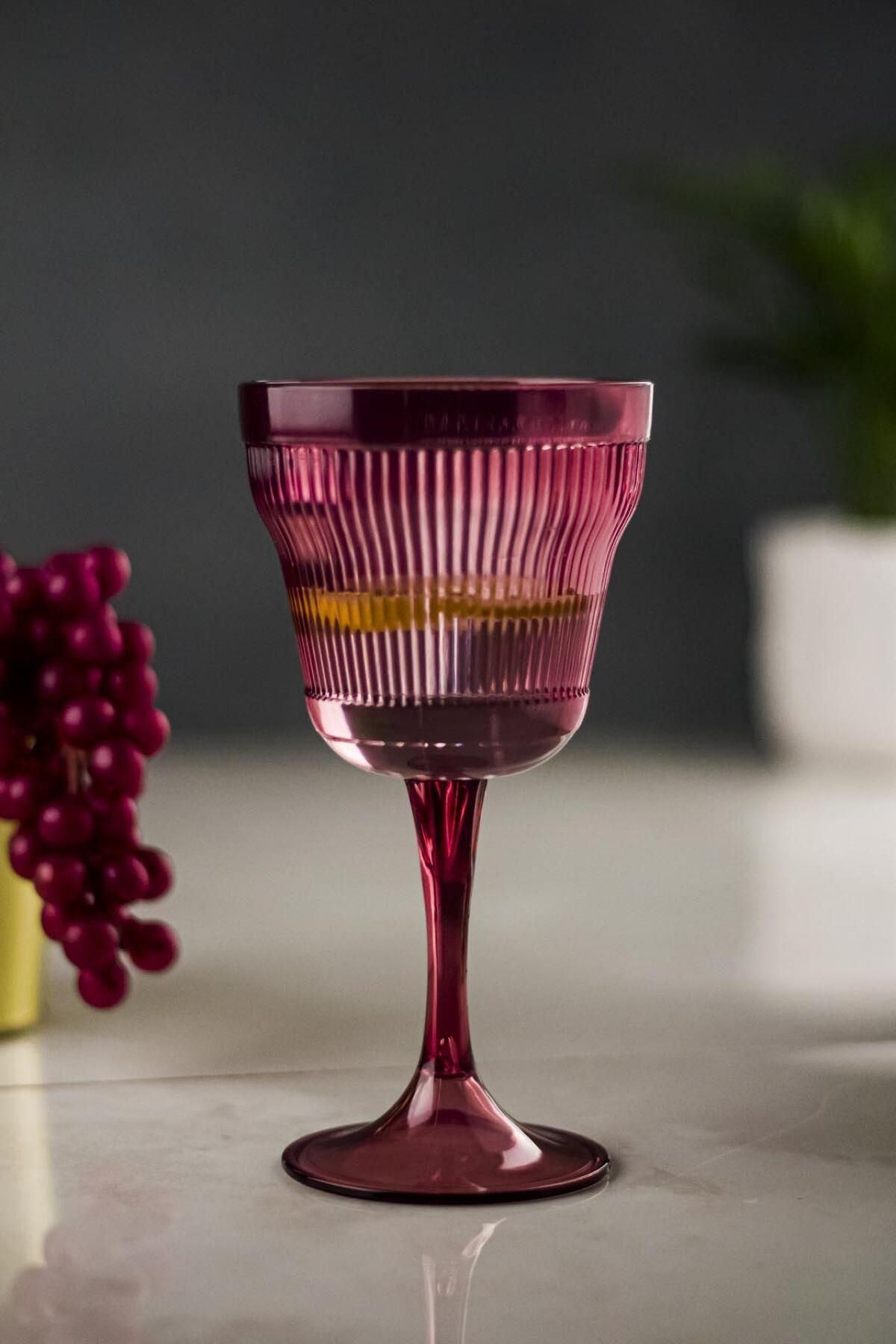 Shop58 Akrilik Mürdüm Tekli Kadeh & Su Meşrubat Kahve Yanı Bardağı 300 ml ( Cam Değildir )