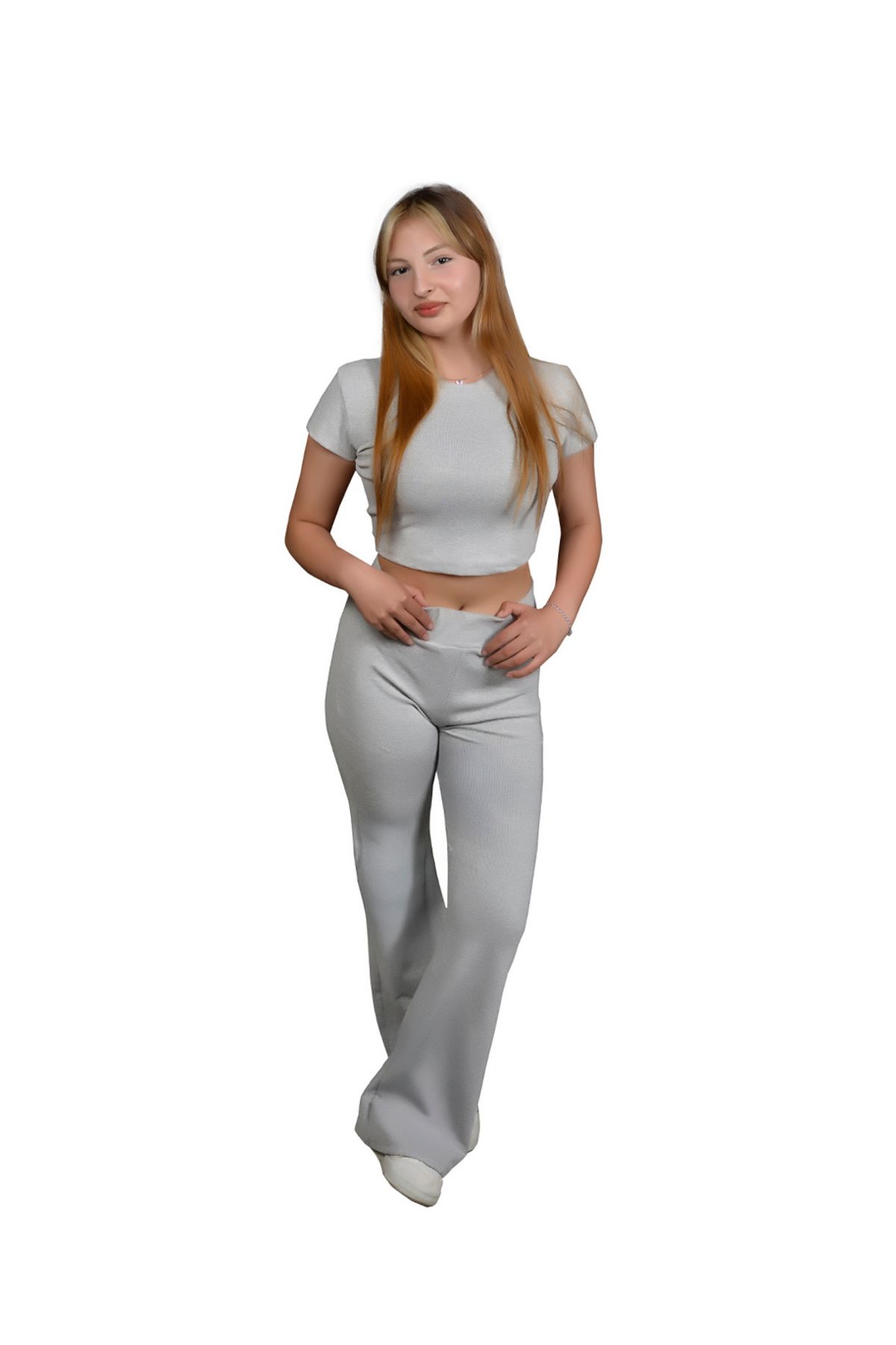 MODA Holisavra İspanyol Paça Alt Üst Tayt Crop Takım
