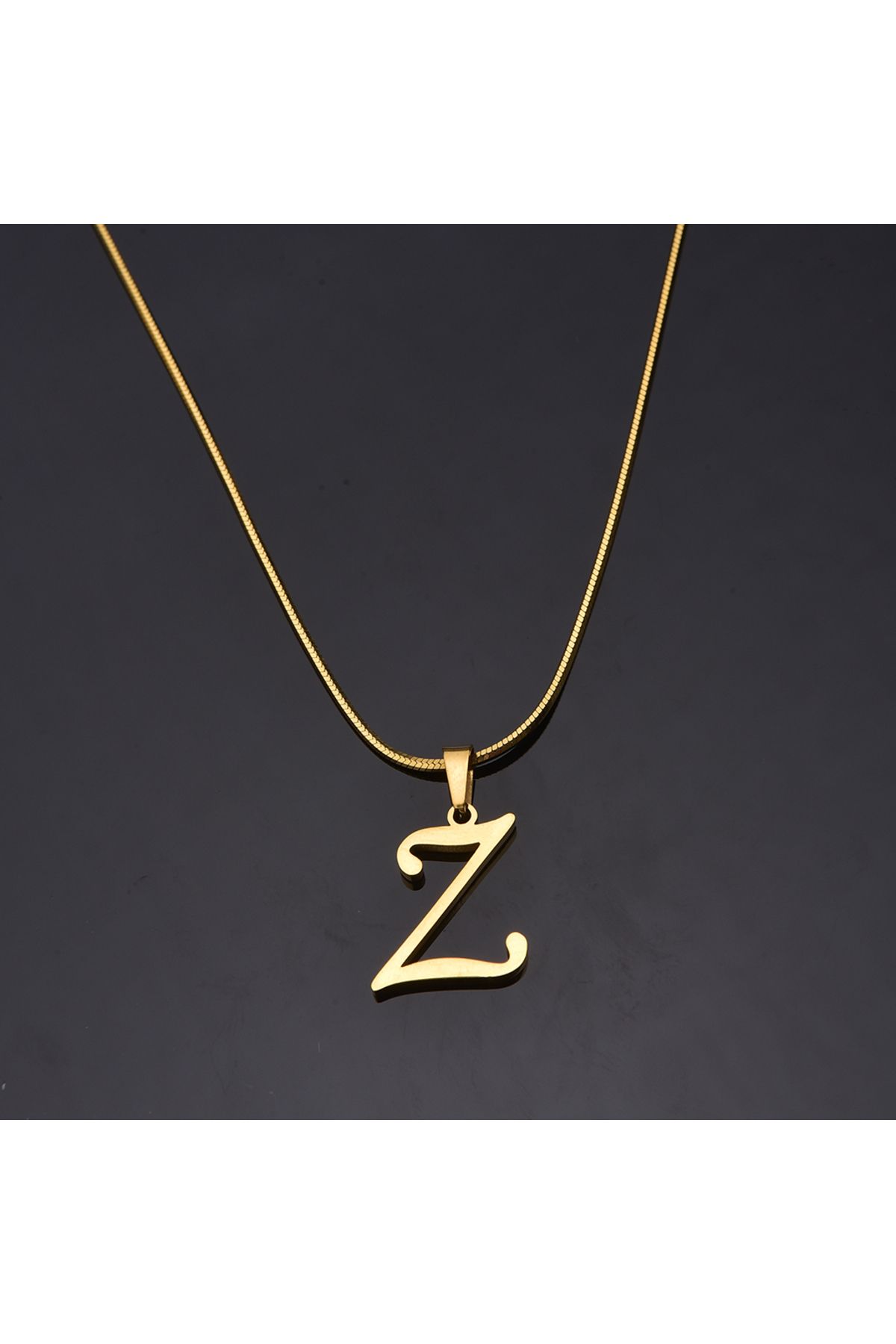 idolavm Modern Way Z Harfli Erkek Kadın Çelik Kolye Sarı Takı Aksesuar