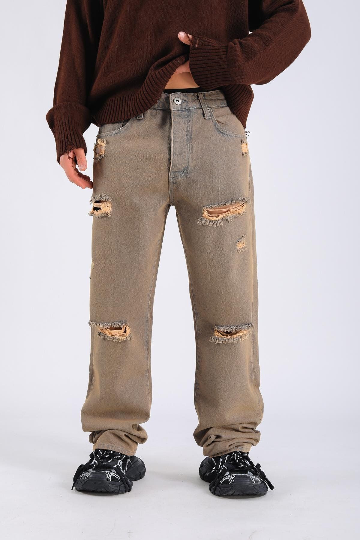 Jr.Crime Baggy Washed Torn Jean - Rusty P1099