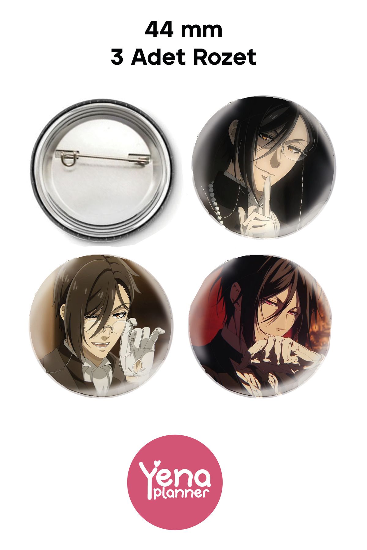 Yenaplanner Black Butler , Kuroshitsuji Çanta Süsü / Rozet Seti / Açacak Anahtarlık