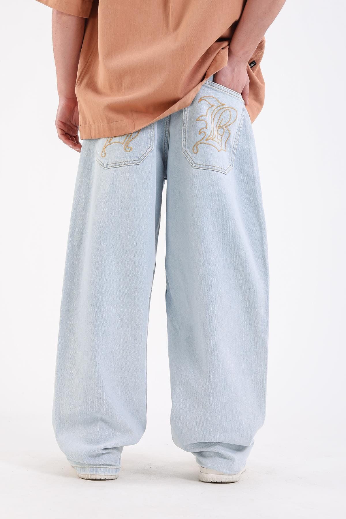 Jr.Crime Homeboy Açık Mavi Cep Nakışlı Baggy Jean Pantolon