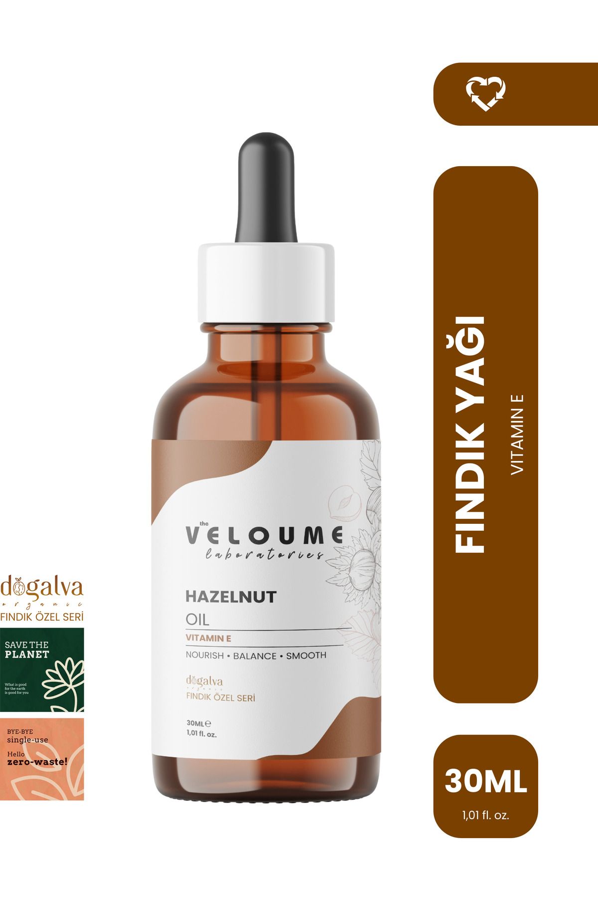 The Veloume Labs Yaşlanma Karşıtı Etkili Doğal Fındık Yağı, E Vitamini İçerikli,Saç ve Tırnak Bakımı, 30ml