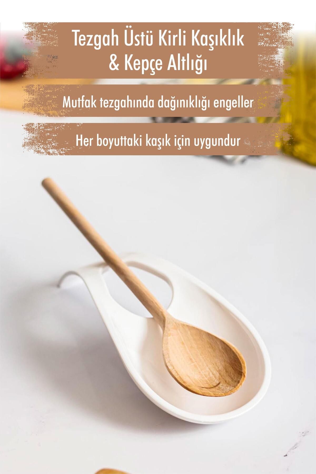 Shop58 Akrilik Beyaz Tezgah Üstü Kirli Kaşıklık & Kepçe Altlığı
