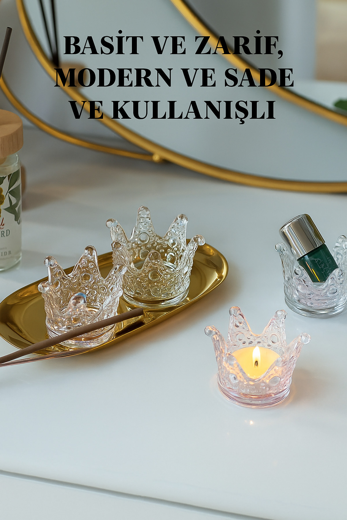 TOYFEST-Crown Form Glass Ashtray / Candle Holder / Brush Container 5