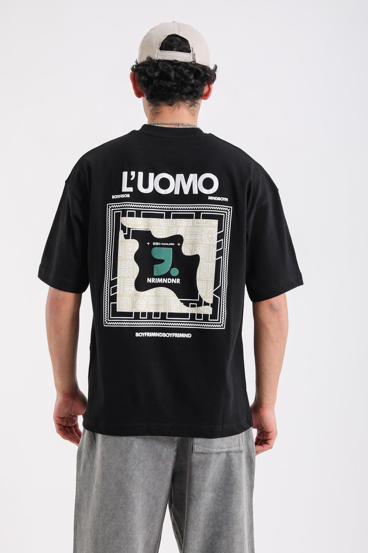 Jr.Crime Baskılı Luomo Siyah Oversize Tshirt