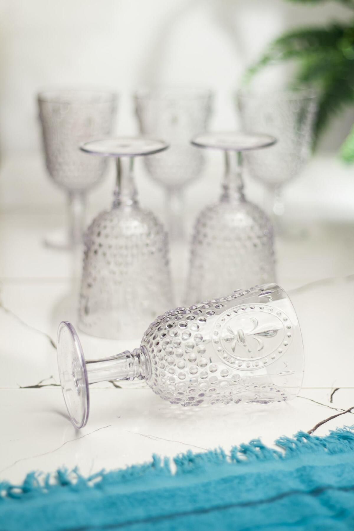 Shop58 Akrilik Şeffaf 6'lı Kadeh & Su Meşrubat Kahve Yanı Bardağı 450 ml ( Cam Değildir )