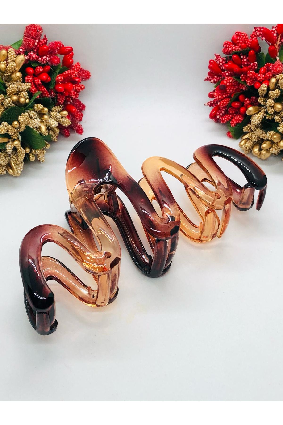 İnDerin Fransız Tasarımı Dalgalı Parlak Saç Tokası Pinterest İthal Mandal Toka 13 cm