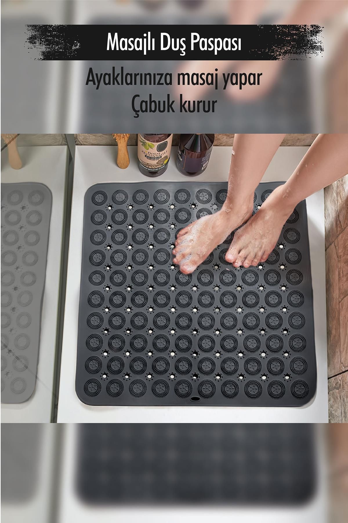 Shop58 Silikon Masajlı Kare Duş Paspası