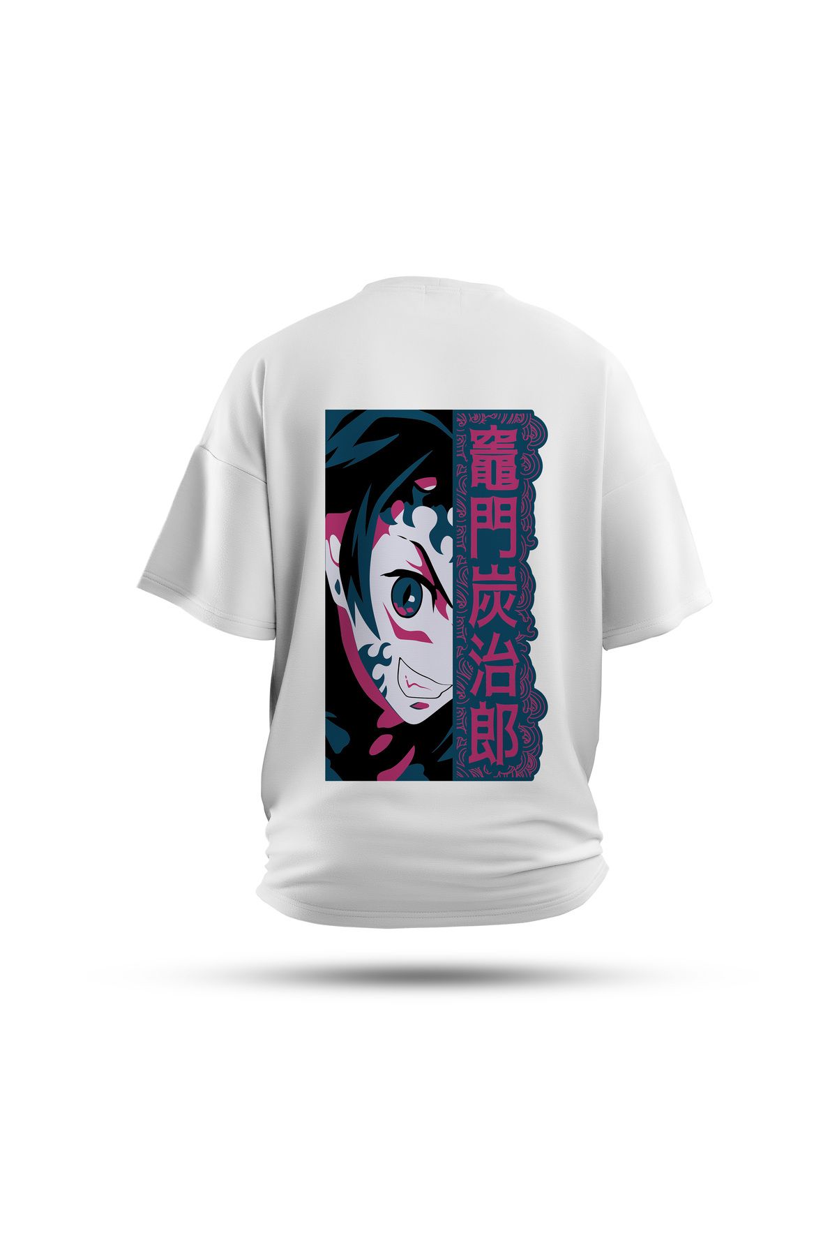 Zestia Unisex T-Shirt, Demon Slayer Anime Sırt Baskılı, Regular, %100 Pamuk, Beyaz T-Shirt No: 00166