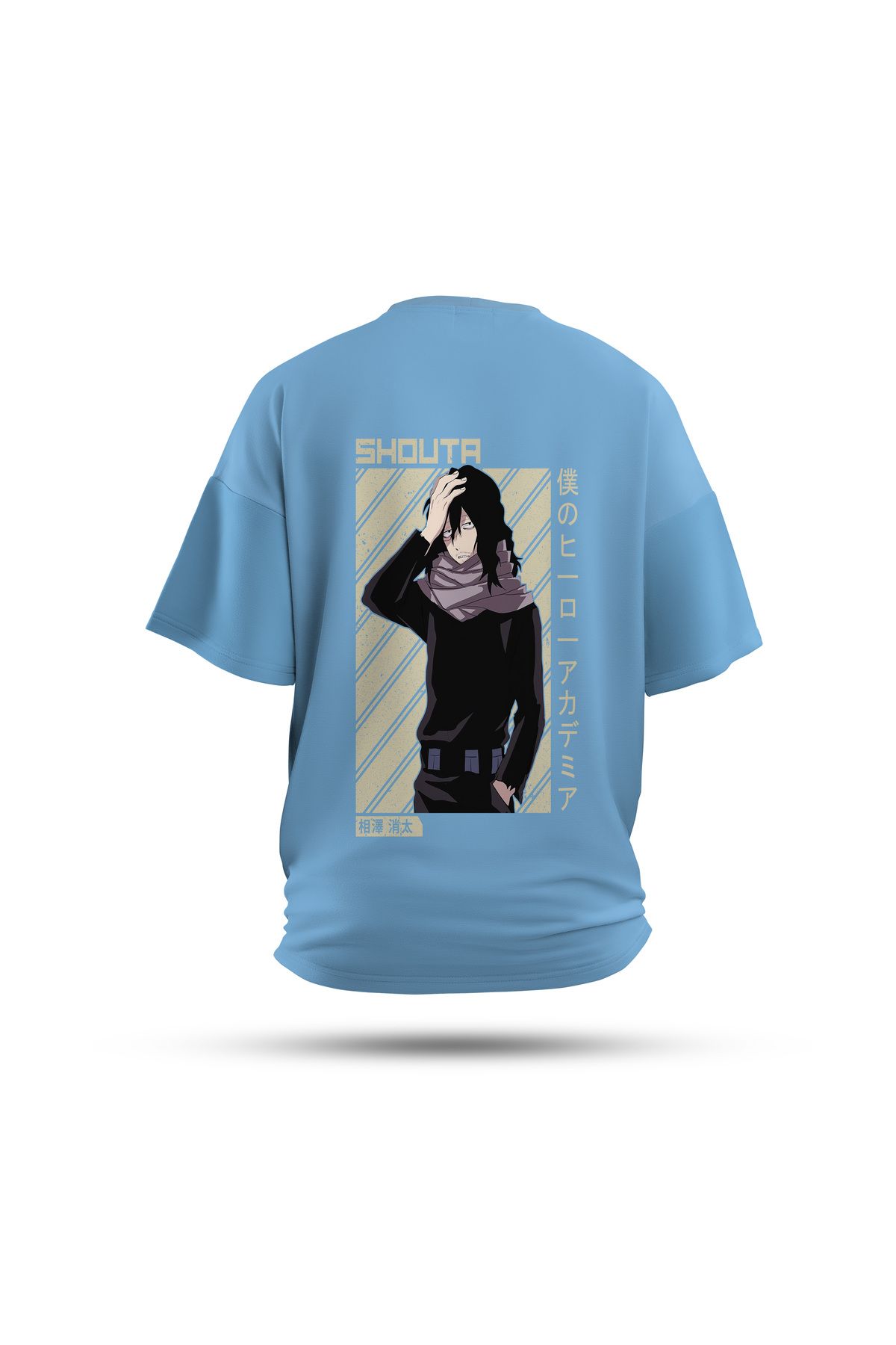 Zestia Unisex T-Shirt, My Hero Academy Anime Sırt Baskılı, Regular, %100 Pamuk, Mavi T-Shirt No: 00167