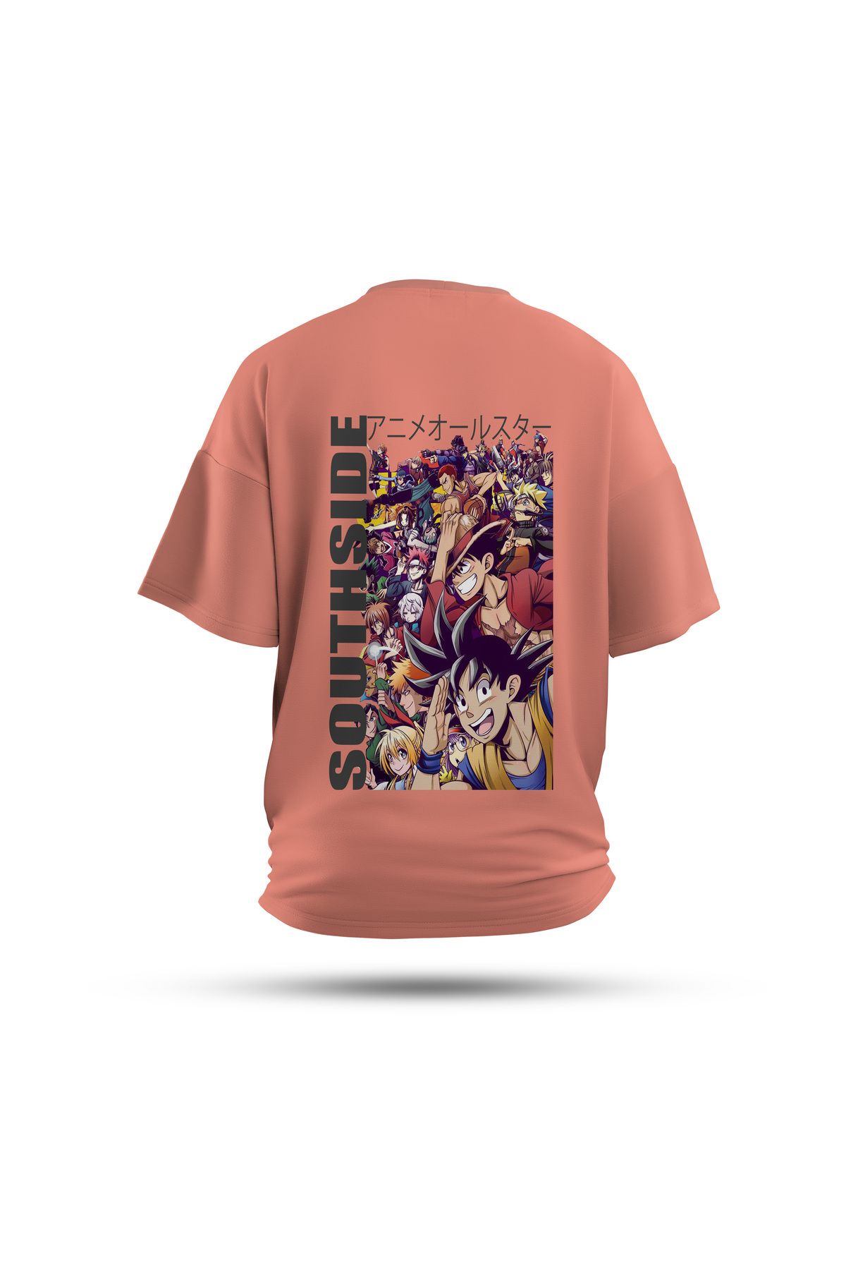 Zestia Unisex T-Shirt, Southside Anime Sırt Baskılı, Regular, %100 Pamuk, Somon T-Shirt No: 00175