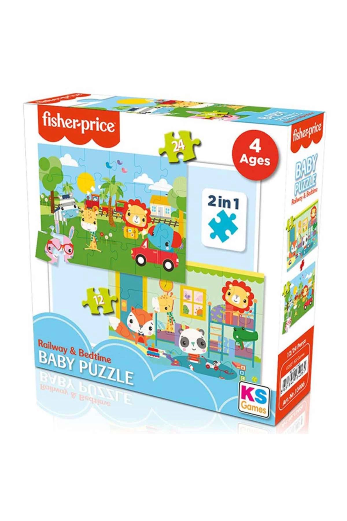 MR RZN STORE Fis her Pri ce Baby Railway & Bedtime 2 si 1 Arada Puzzle