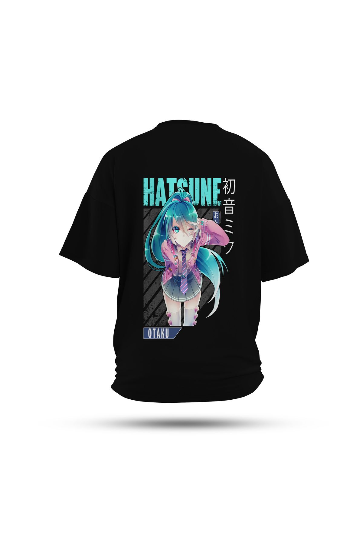 Zestia Unisex T-Shirt, Miku Hatsune Anime Sırt Baskılı, Regular, %100 Pamuk, Siyah T-Shirt No: 00170