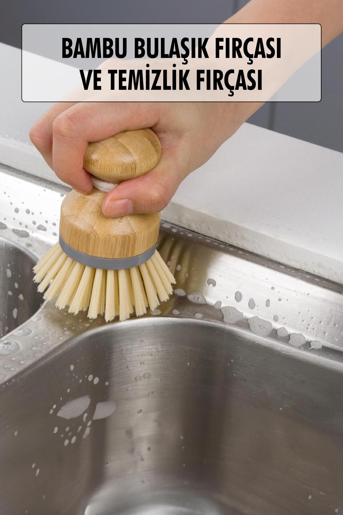 Shop58 Bambu Bulaşık Temizlik Fırçası & Mutfak Banyo Temizlik Fırçası