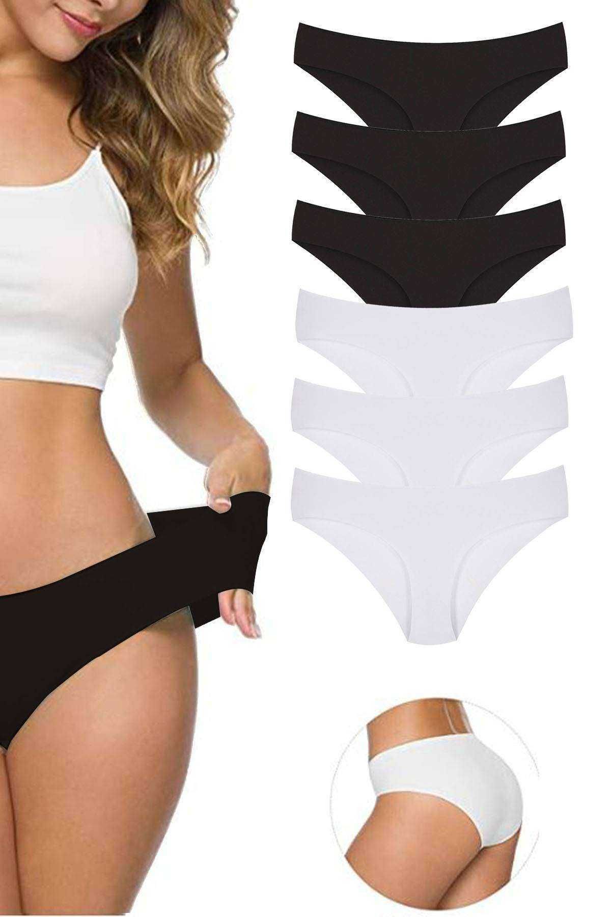 Shop58 6 Adet Kadın Dikişsiz Lazer Kesim Esnek İz yapmayan Külot