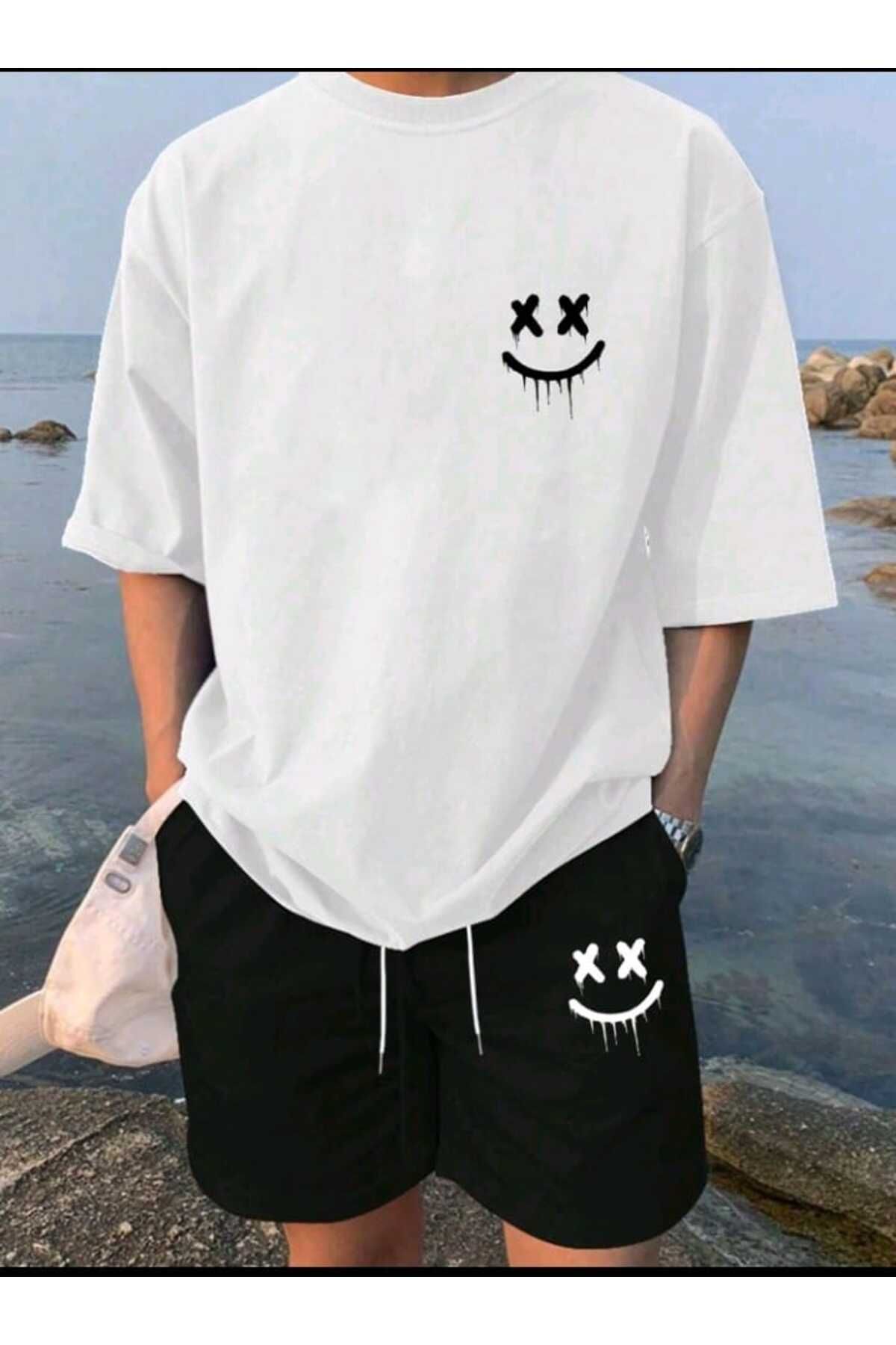 mirantekstil Yeni sezon oversize t-shırt ve şort takım unisex modeli dijital baskılı