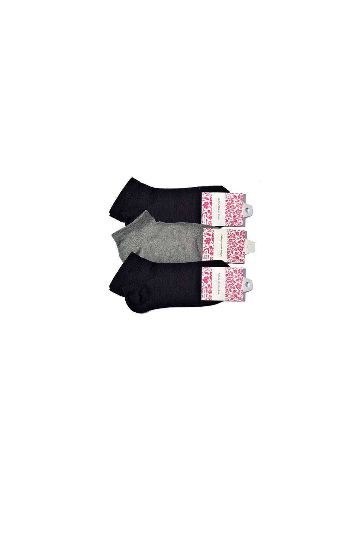 Shop58 Siyah ve Gri Kadın Bilek Çorap 3 çift