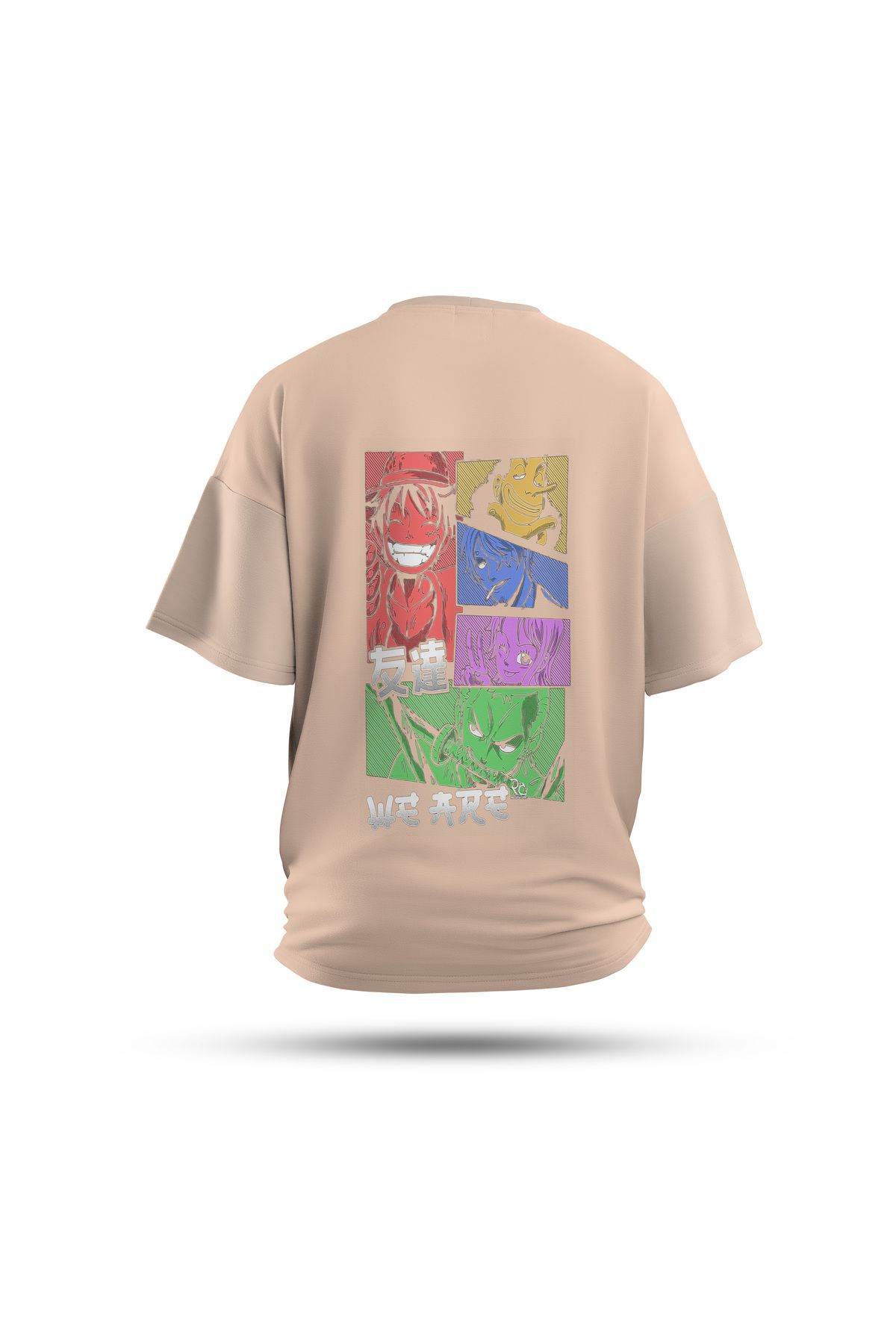 Zestia Unisex T-Shirt, One Piece Anime Sırt Baskılı, Regular, %100 Pamuk, Krem T-Shirt No: 00143