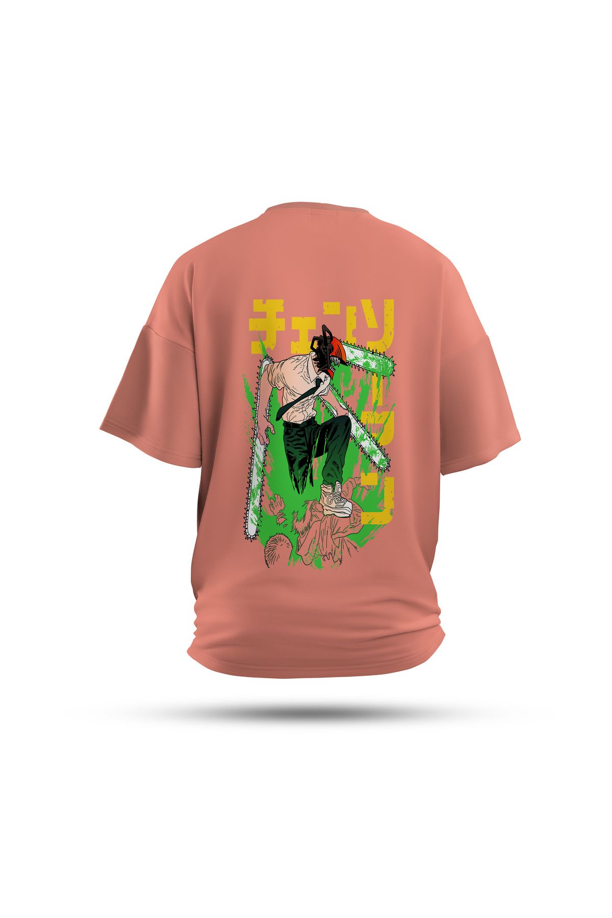 Zestia Unisex T-Shirt, Chainsaw Anime Sırt Baskılı, Regular, %100 Pamuk, Somon T-Shirt No: 00174