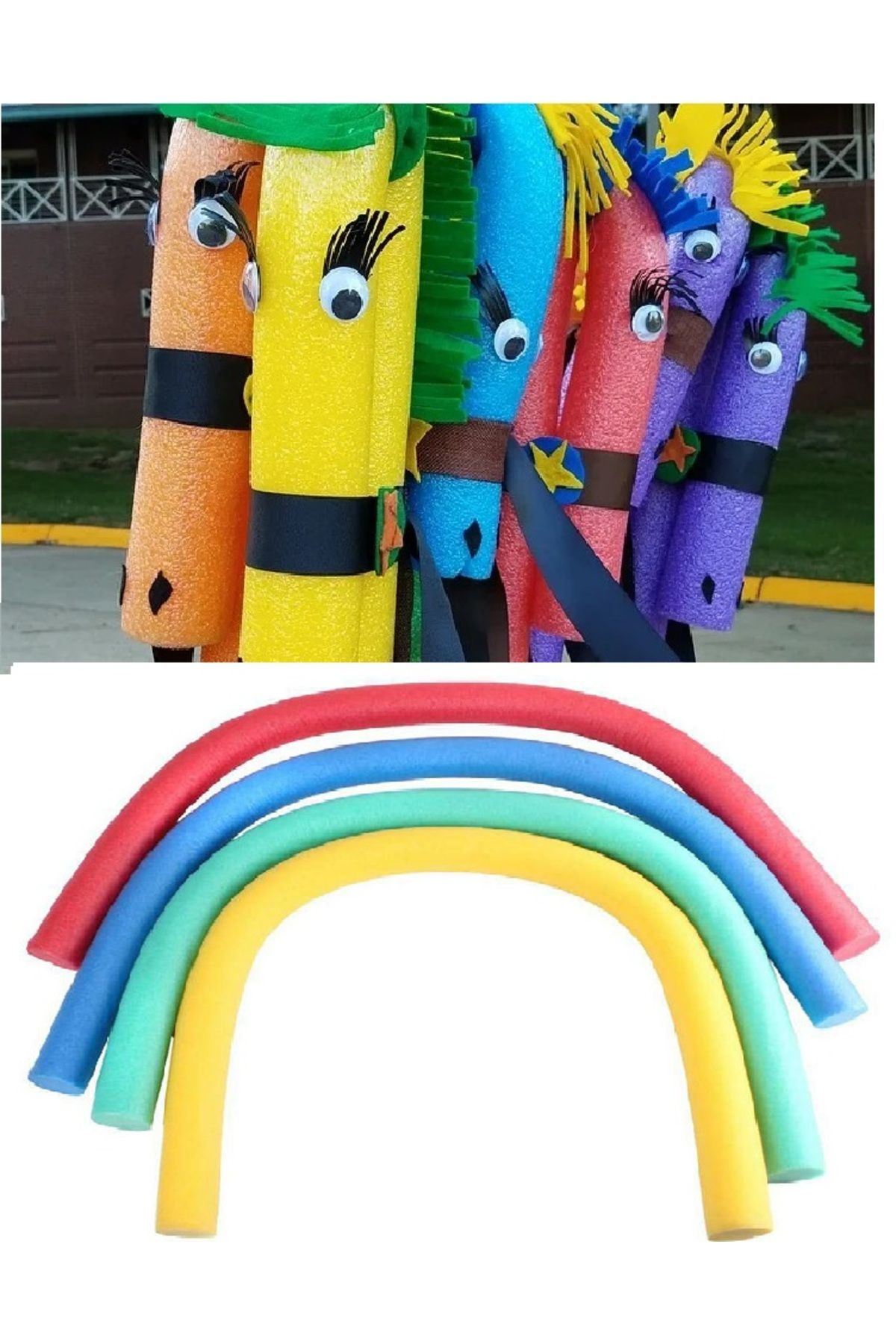 MR RZN STORE 3 Adet Renkli Çocuk Aktivite Köpüğü Hayal Gücü Geliştirici Sosis Şekil Yapma Köpüğü (150 cm x 6 cm)