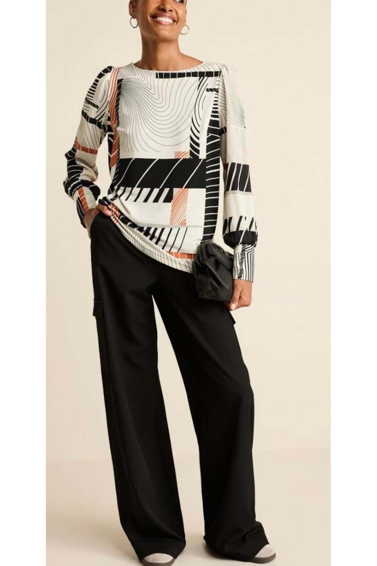 Yuksektopuklarboutique Next Geometrik Desenli Bluz