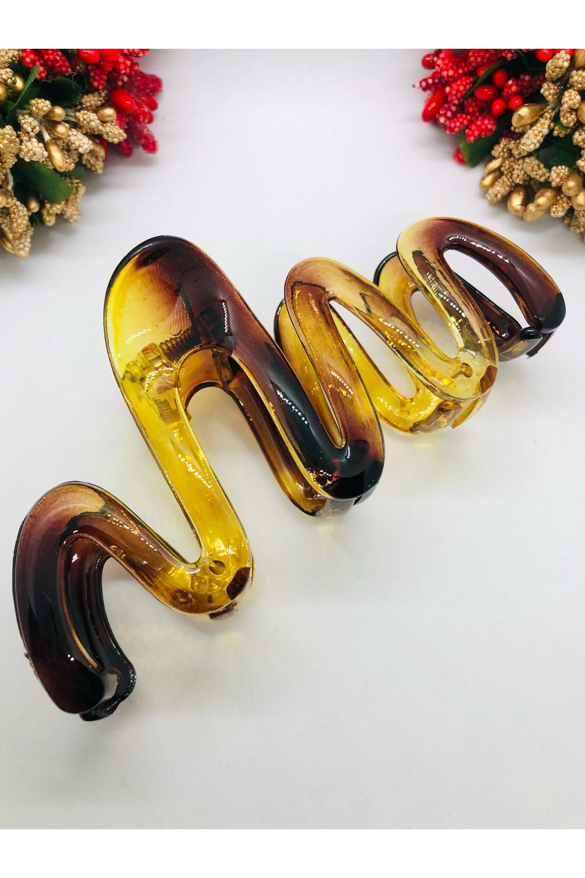 İnDerin Fransız Tasarımı Dalgalı Parlak Saç Tokası Pinterest İthal Mandal Toka 13 cm