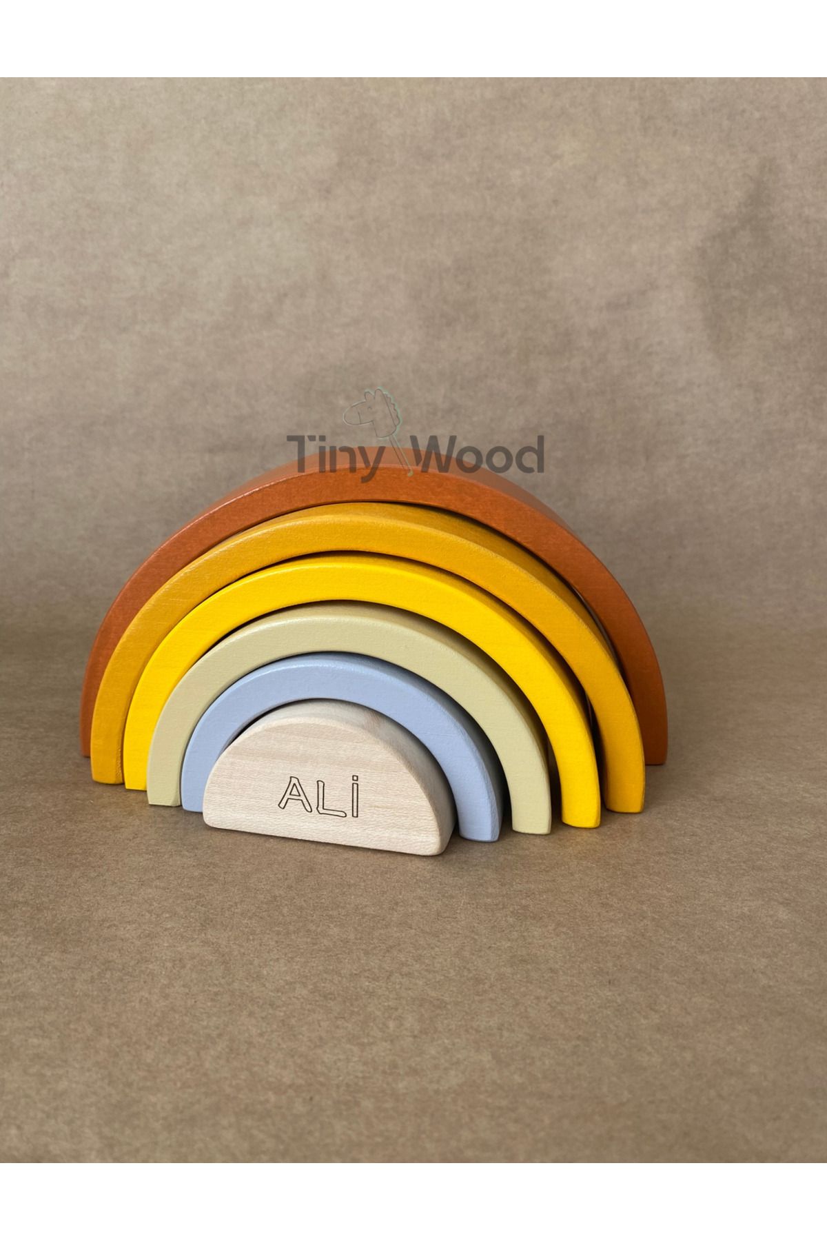 tiny wood İsme Özel Ahşap Waldorf Gökkuşağı | 6'lı Pastel Tonlarda Montessori Oyuncağı