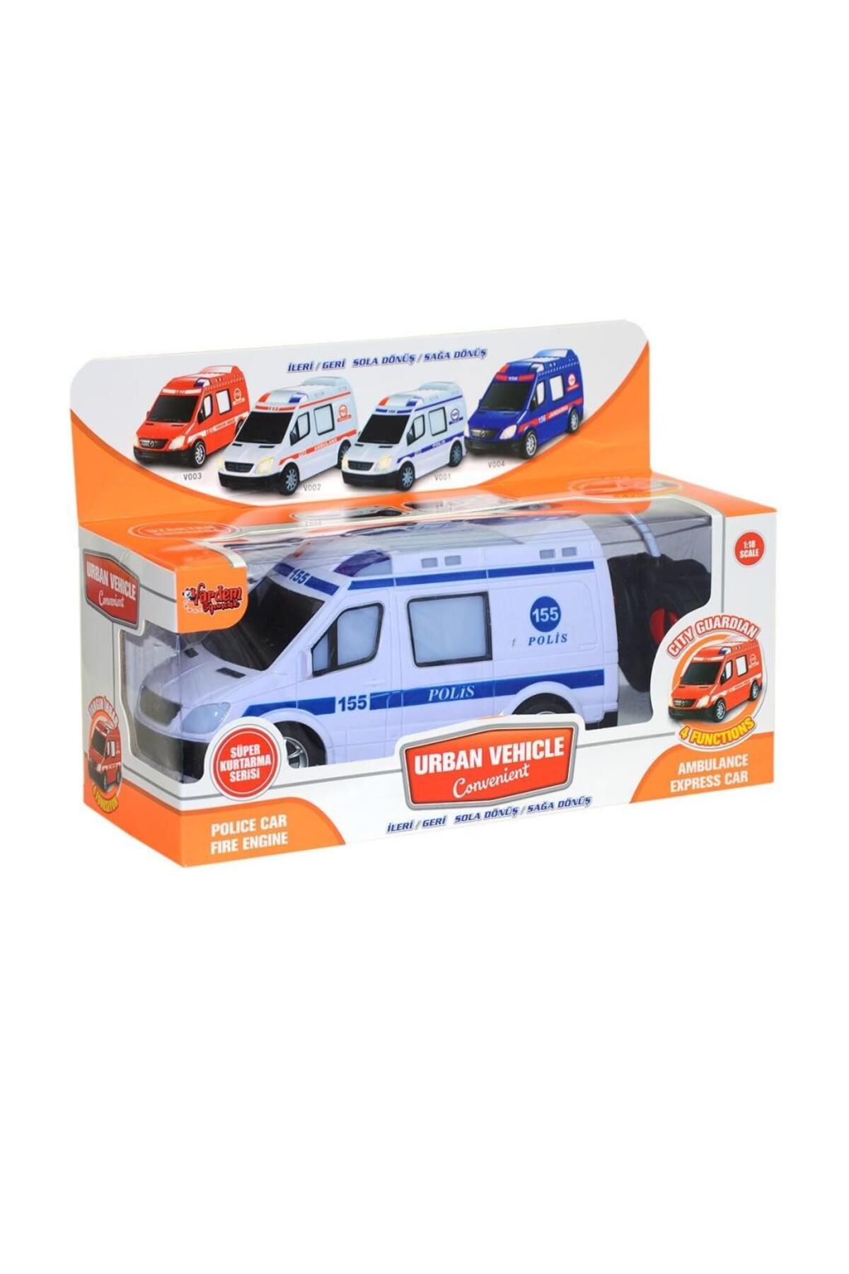 NEZADE STORE V001-2 V3 V004 Kumandalı Sesli Işıklı Polis Arabası-Jandarma-Ambulans-İtfaiye 1:18-Vardem