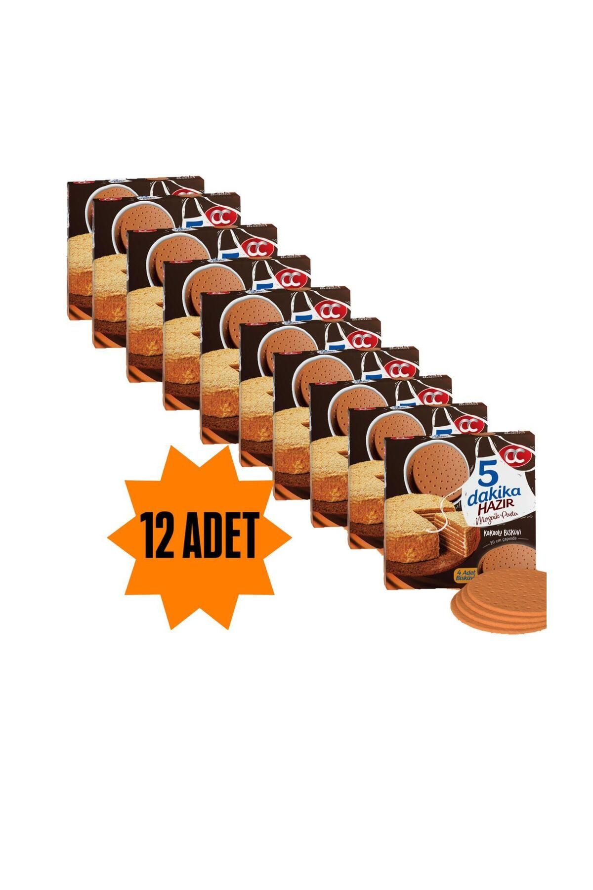 CC 5 Dakika Mozaik Pasta 12 Adet 5 Dakika Hazır Mozaik Pasta - 20 cm Çapında 4 Kat KAKAOLU Pasta Tabanı Bisküvisi
