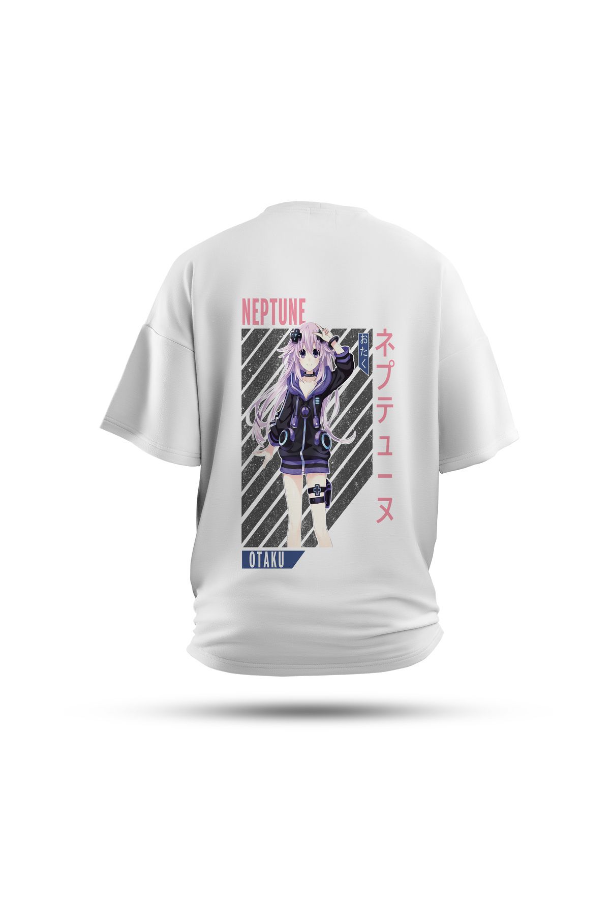 Zestia Unisex T-Shirt, Neptune Anime Sırt Baskılı, Regular, %100 Pamuk, Beyaz T-Shirt No: 00176