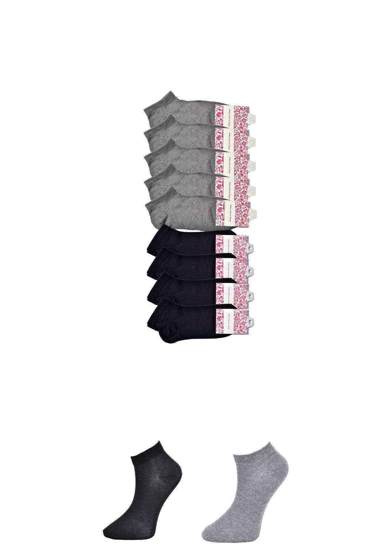 Shop58 Siyah ve Gri Kadın Bilek Çorap 9 çift