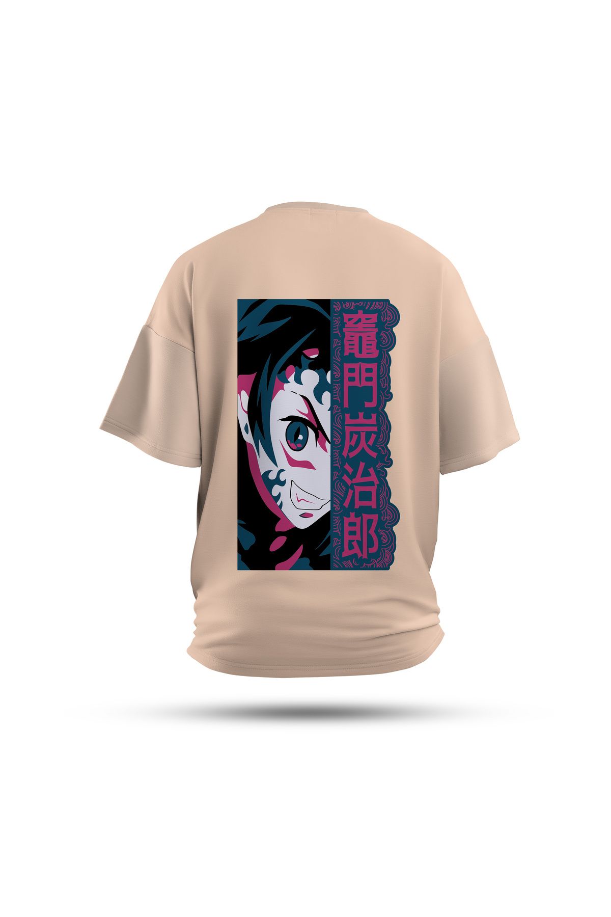 Zestia Unisex T-Shirt, Demon Slayer Anime Sırt Baskılı, Regular, %100 Pamuk, Krem T-Shirt No: 00166