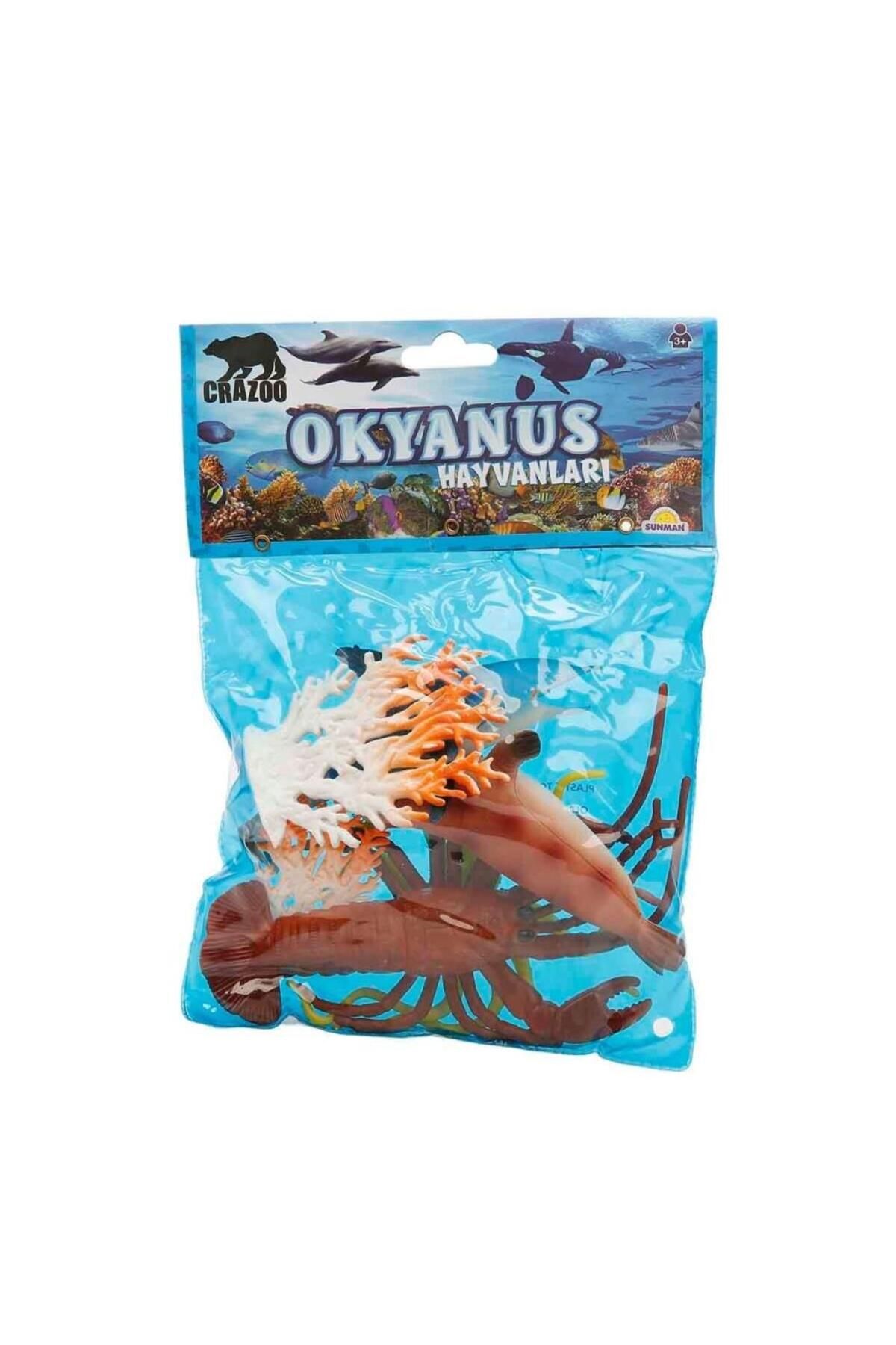 NEZADE STORE 0709 Okyanus Hayvanları Poşetli Hayvan Oyun Seti Orta Boy