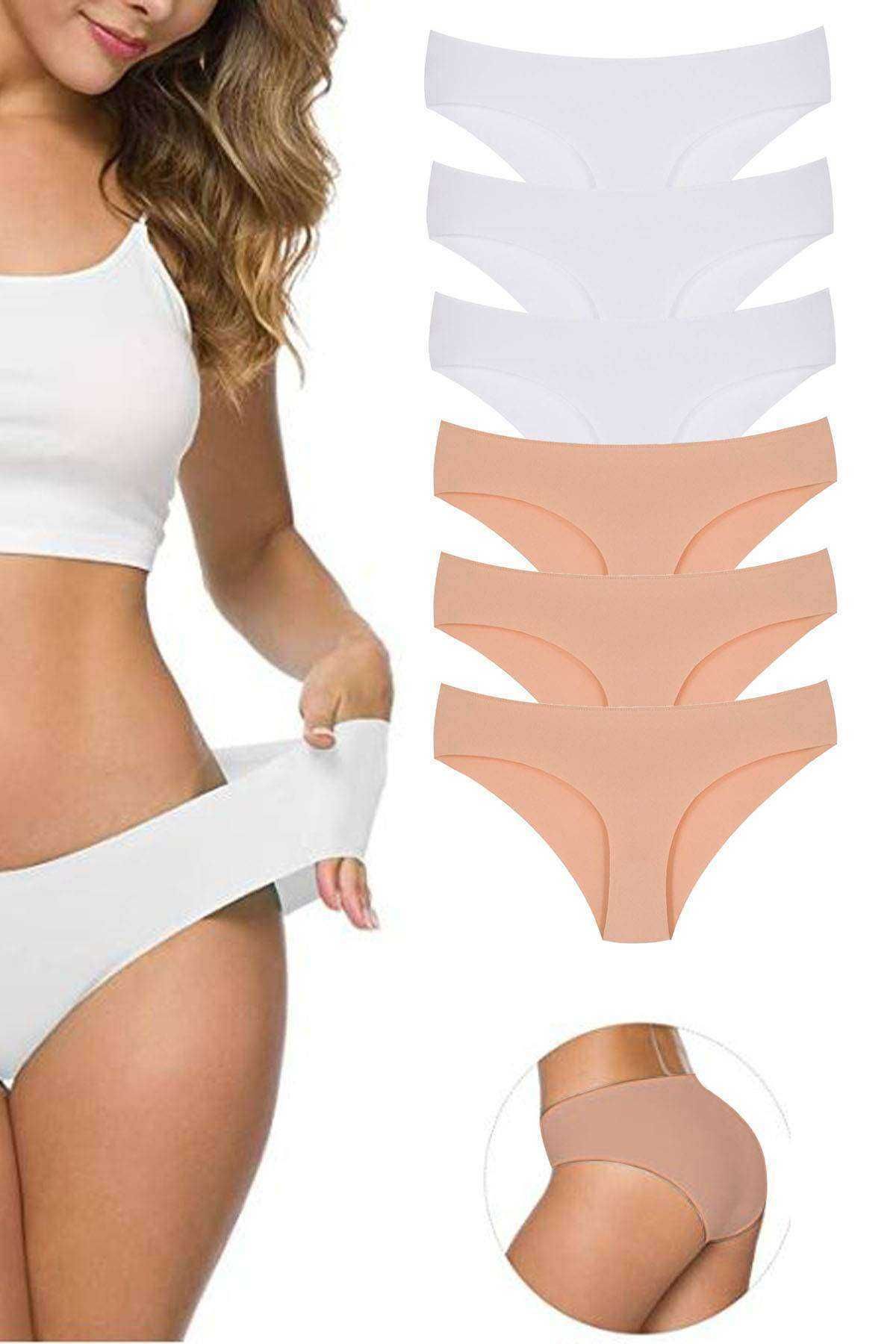 Shop58 6 Adet Kadın Dikişsiz Lazer Kesim Esnek İz yapmayan Külot S3