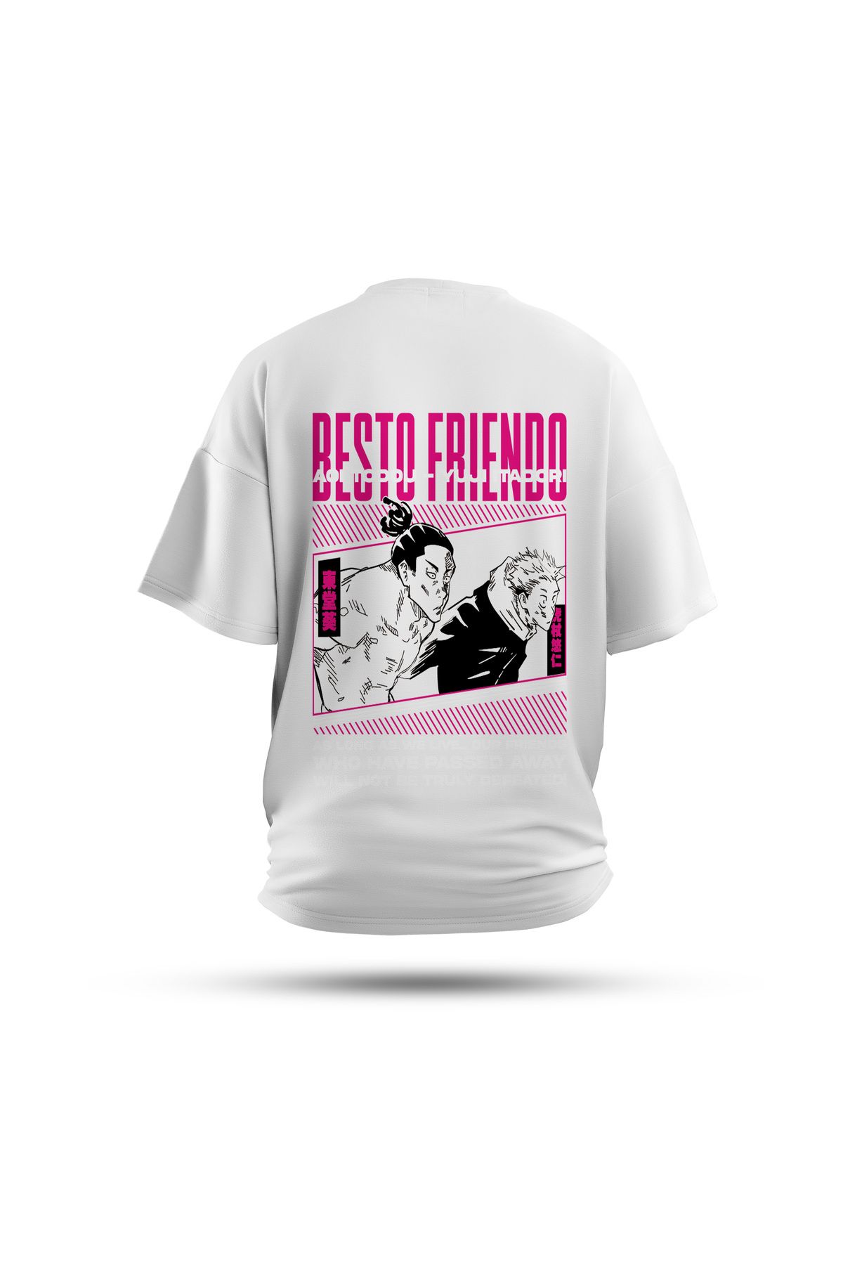 Zestia Unisex T-Shirt, Jujutsu Kaisen Anime Sırt Baskılı, Regular, %100 Pamuk, Beyaz T-Shirt No: 00160
