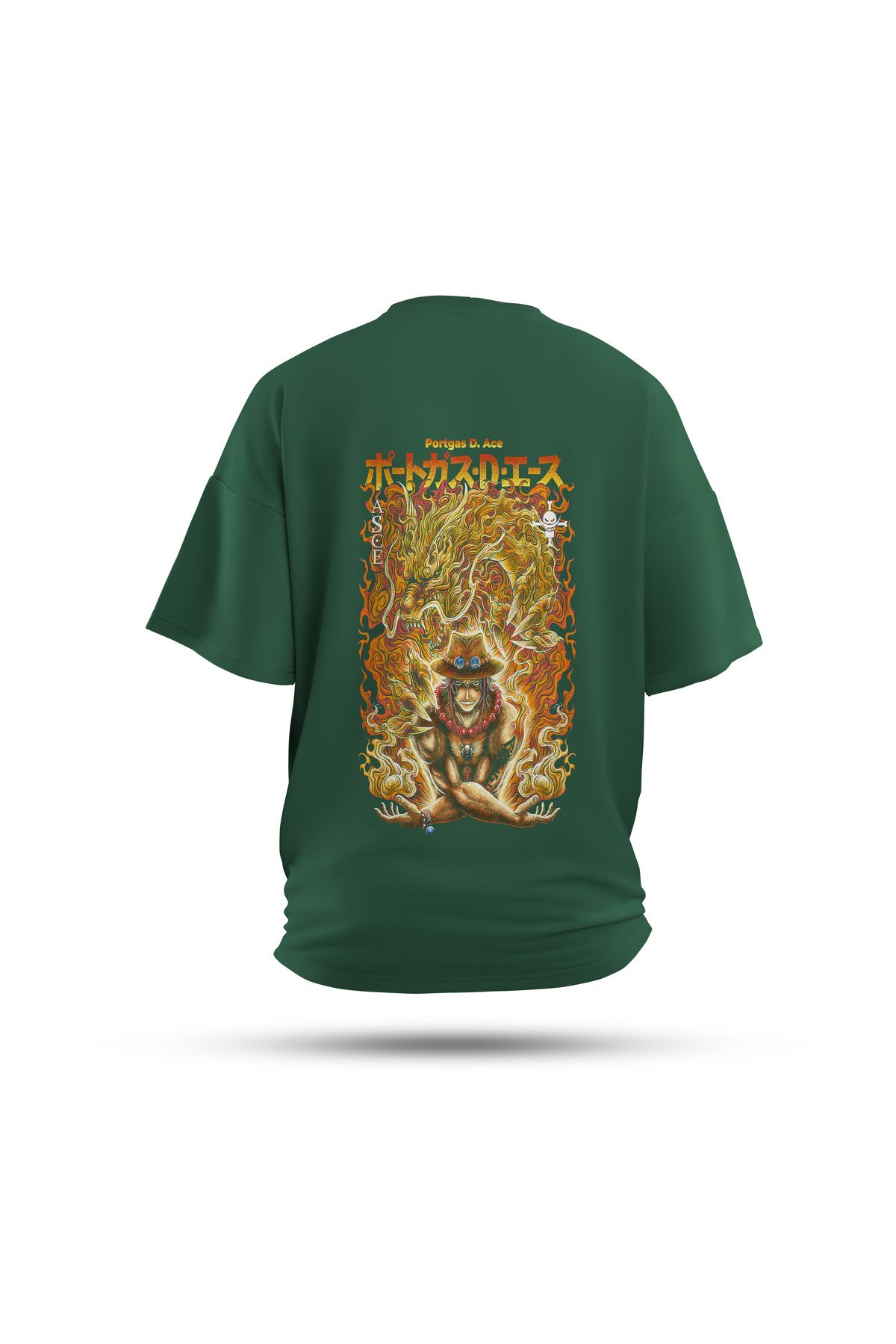 Zestia Unisex T-Shirt, One Piece Anime Sırt Baskılı, Regular, %100 Pamuk, Yeşil T-Shirt No: 00156