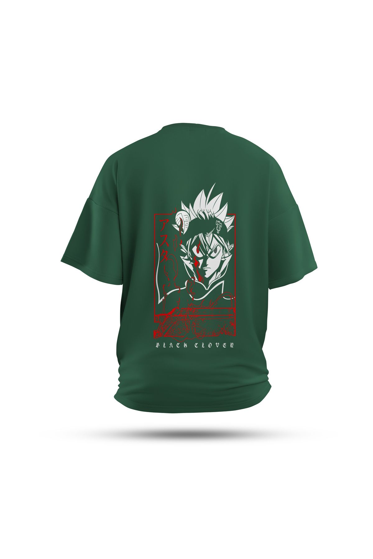 Zestia Unisex T-Shirt, Black Clower Asta Anime Sırt Baskılı, Regular, %100 Pamuk, Yeşil T-Shirt No: 00162