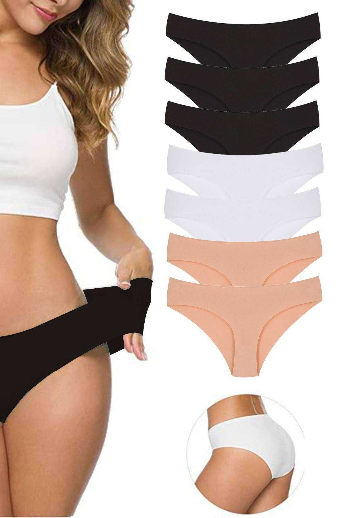 Shop58 7 Adet Kadın Dikişsiz Lazer Kesim Esnek İz yapmayan Külot S4