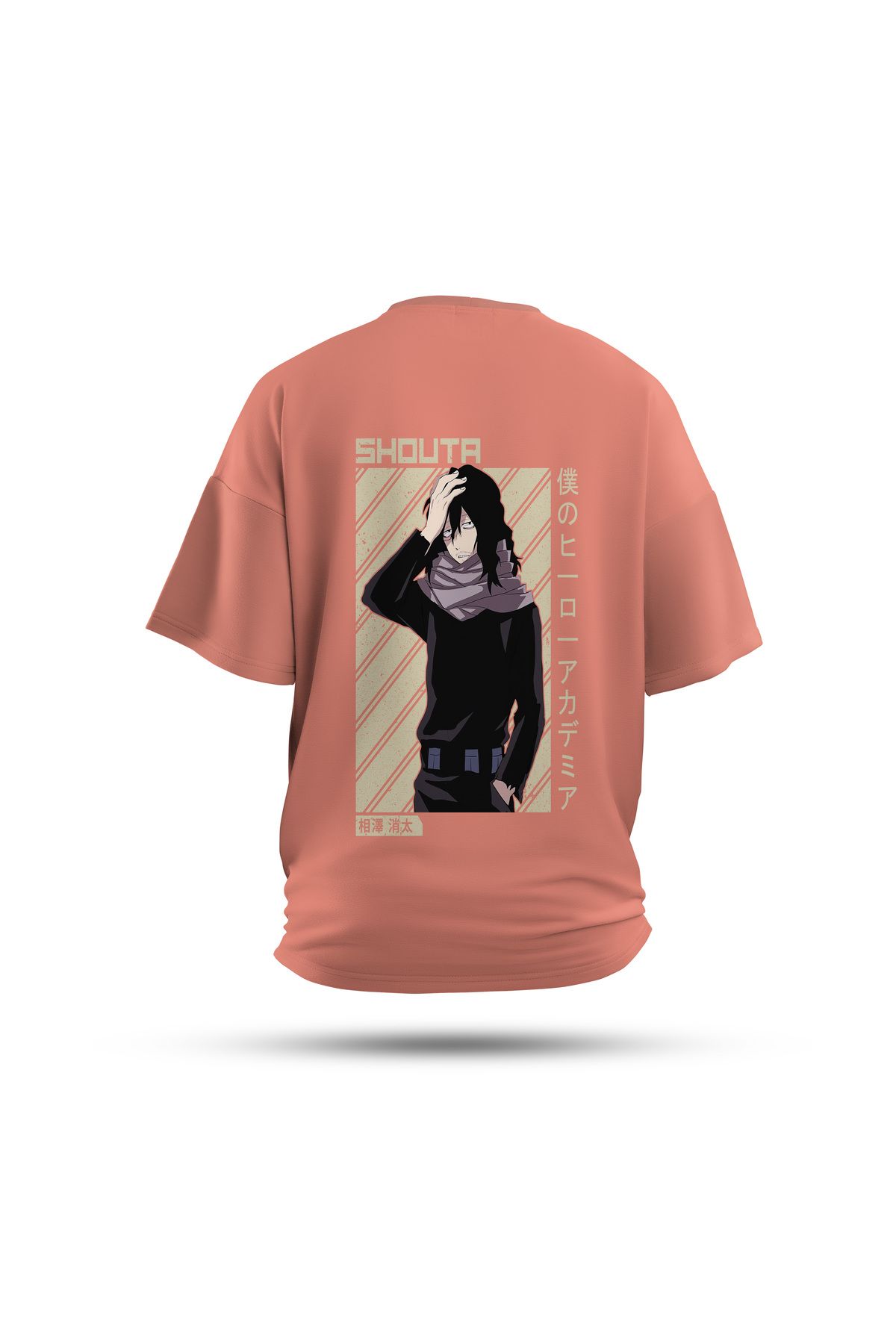Zestia Unisex T-Shirt, My Hero Academy Anime Sırt Baskılı, Regular, %100 Pamuk, Somon T-Shirt No: 00167
