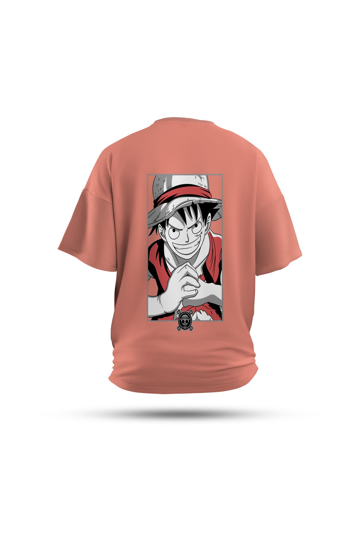 Zestia Unisex T-Shirt, One Piece Luffy Anime Sırt Baskılı, Regular, %100 Pamuk, Somon T-Shirt No: 00142
