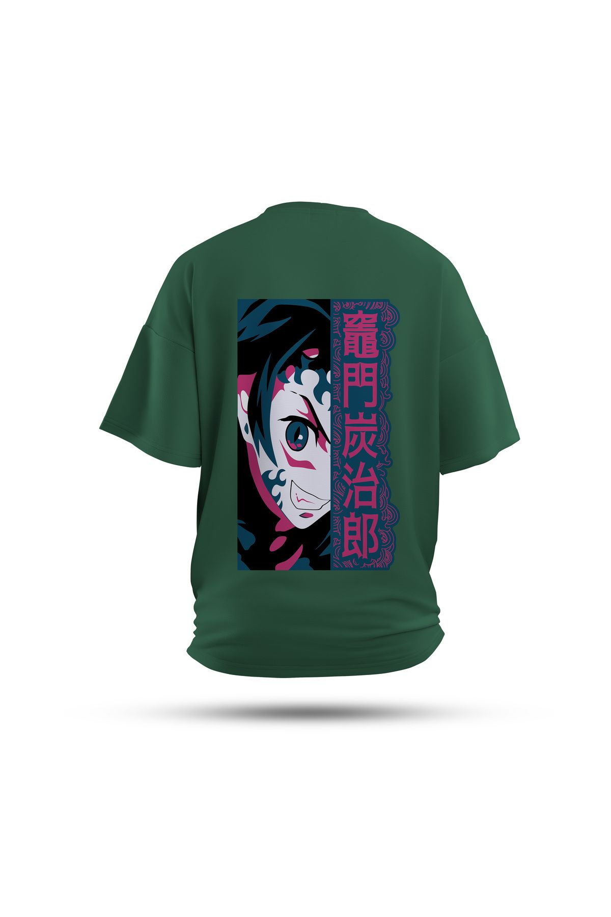 Zestia Unisex T-Shirt, Demon Slayer Anime Sırt Baskılı, Regular, %100 Pamuk, Yeşil T-Shirt No: 00166